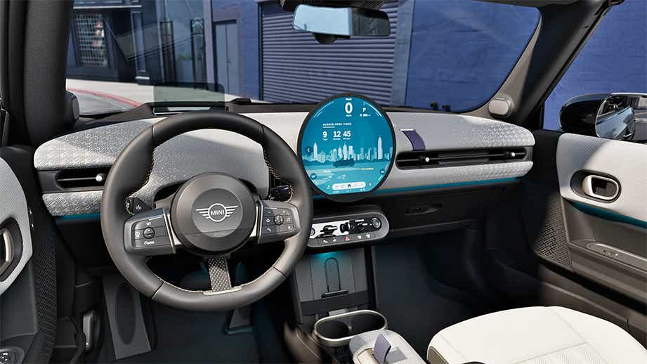Interior dashboard view of a Mini Cooper S Convertible