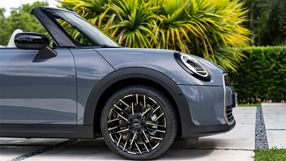 Front side view of a Mini Cooper S Convertible