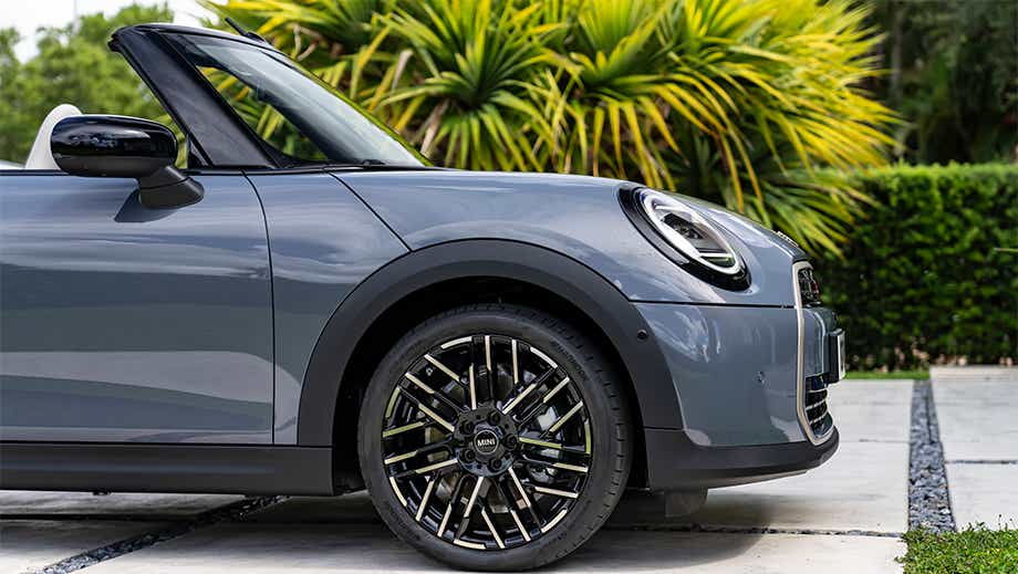 Front side view of a Mini Cooper S Convertible