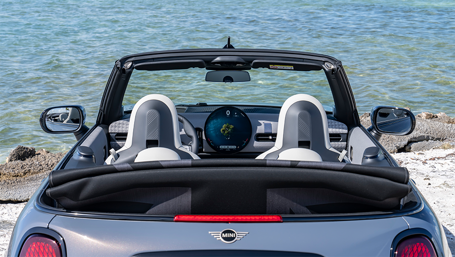 Rear interior view of a Mini Cooper S Convertible