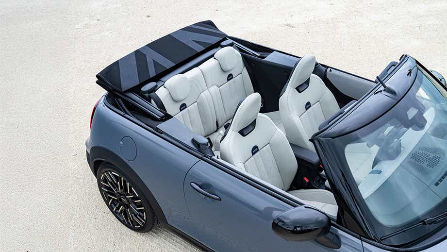 Top down interior view of a Mini Cooper S Convertible
