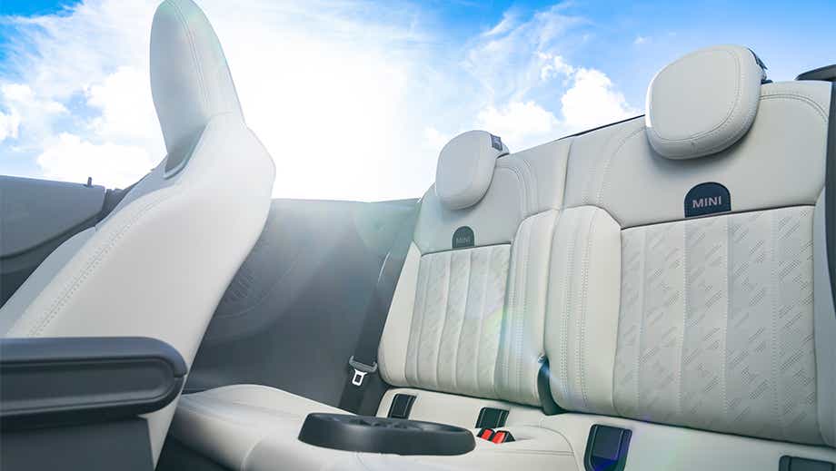Rear seats and interior of a Mini Cooper S Convertible