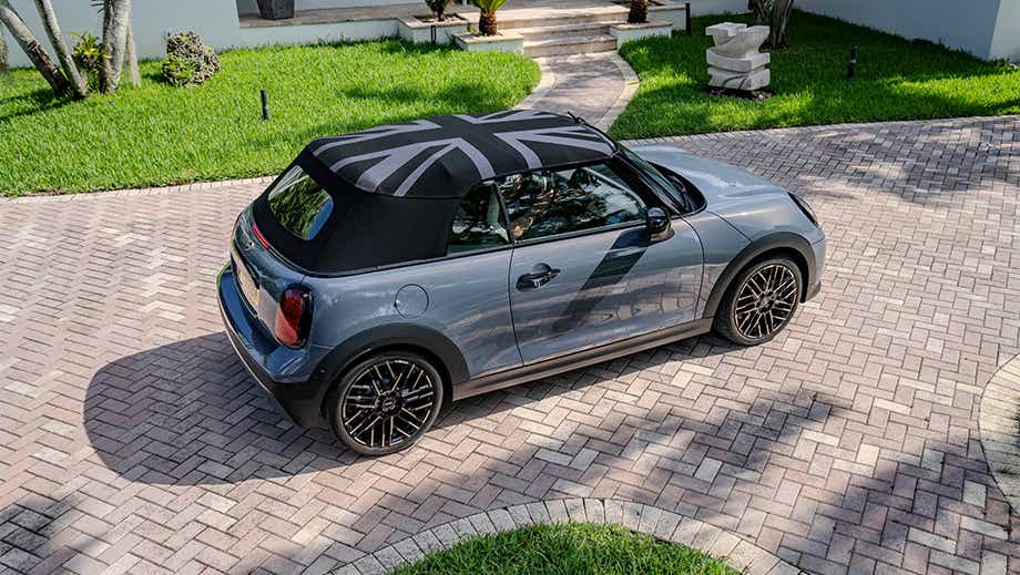 Rear three quarter of a Mini Cooper S Convertible