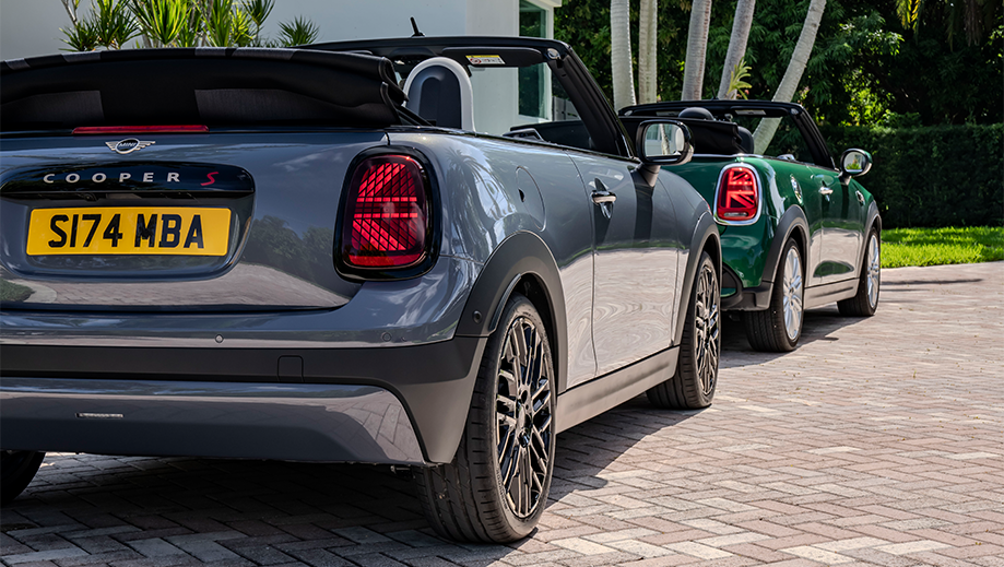 Rear three quarter of a Mini Cooper S Convertible