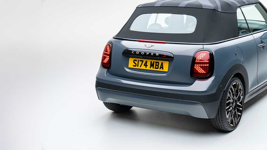 Rear three quarter of a Mini Cooper S Convertible