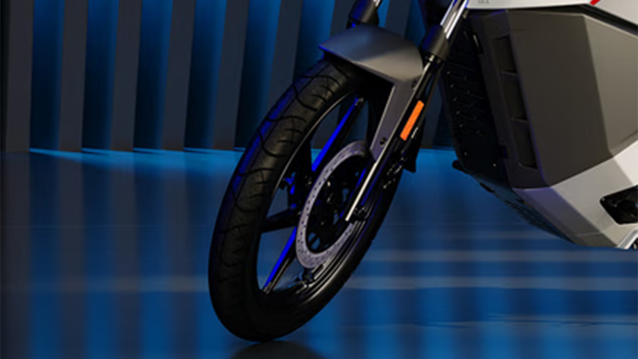 Front wheel close-up of OLA Roadster X