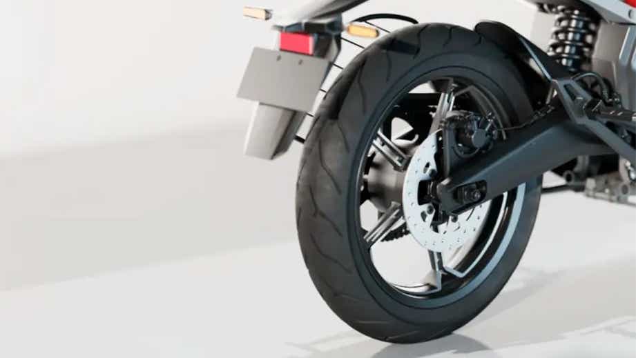 Rear wheel close-up of a standard Ola Ola-Roadster