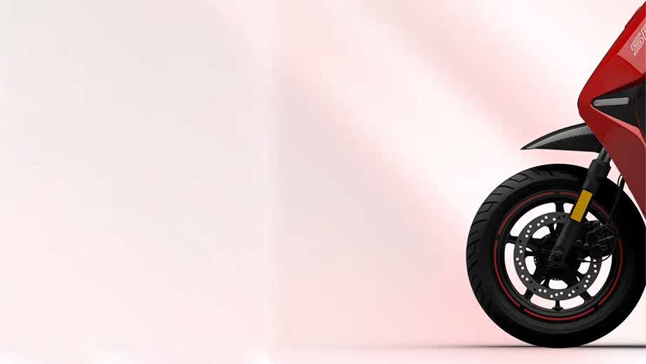 Front wheel and fender view of OLA S1 Pro Sport