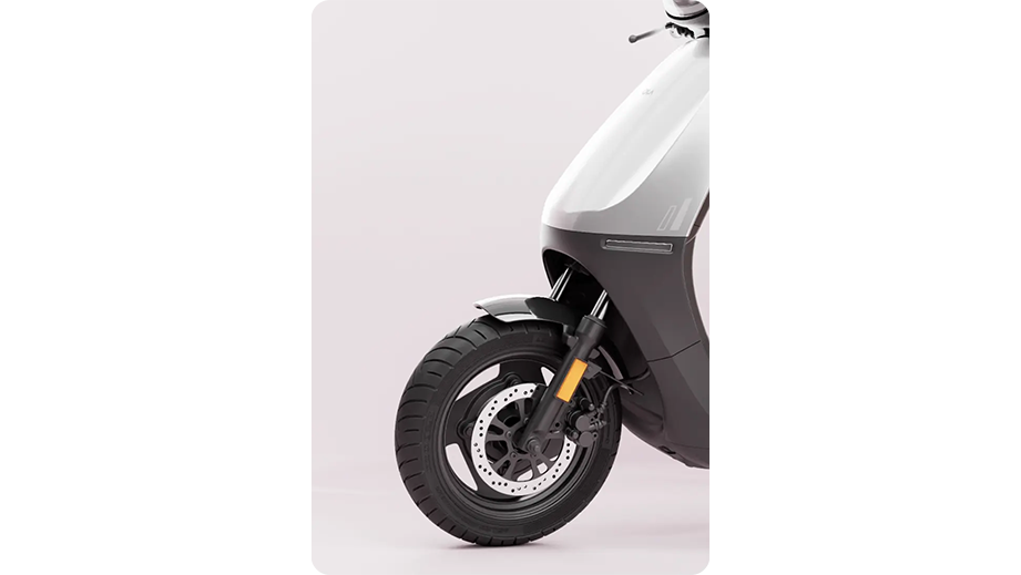 Front wheel and fender view of OLA S1X Plus