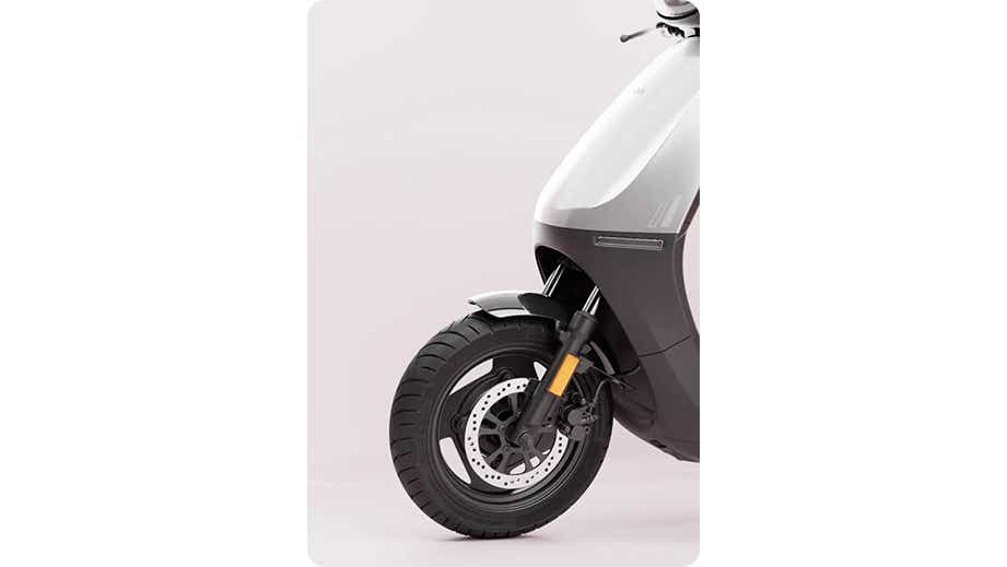 Front wheel and fender view of OLA S1X Plus