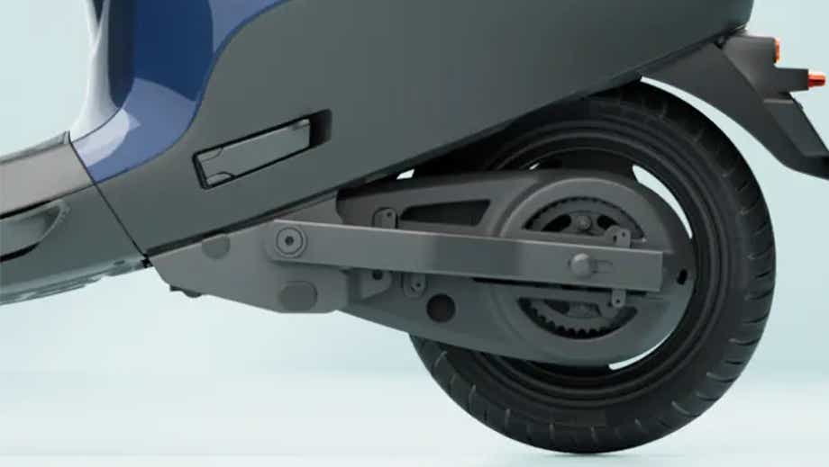 Rear wheel close-up of OLA S1X Plus