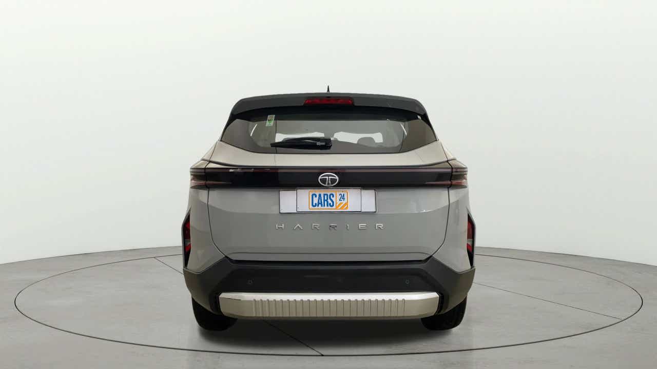 Rear view of a Pebble Grey Tata Harrier