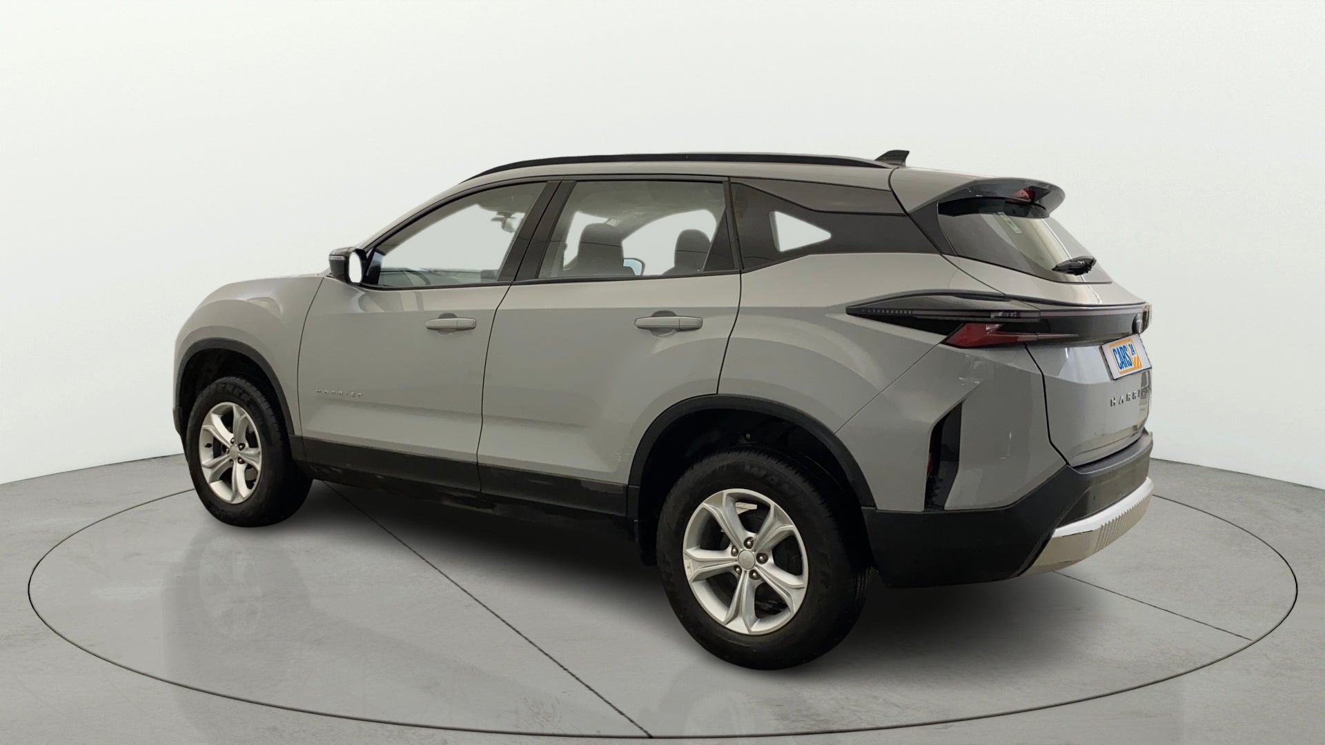 Rear three-quarter view of a Tata Harrier