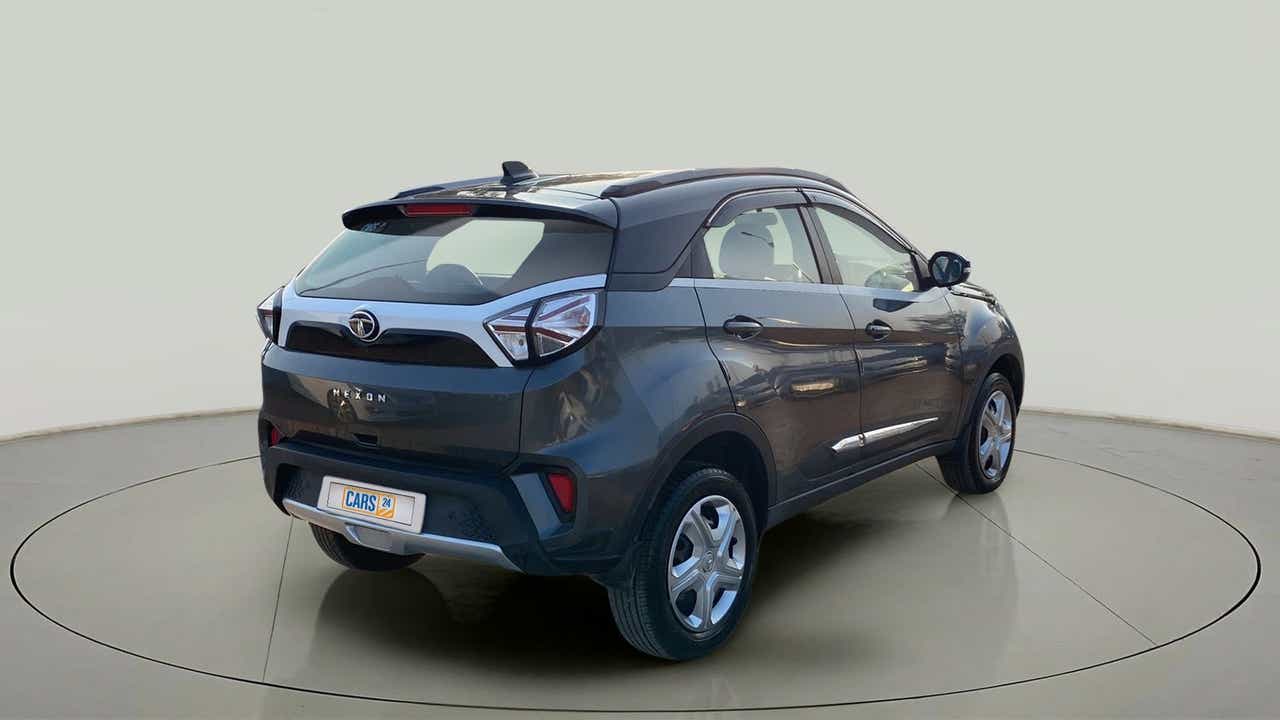 Rear three-quarter view of a Tata Nexon 2017-2023