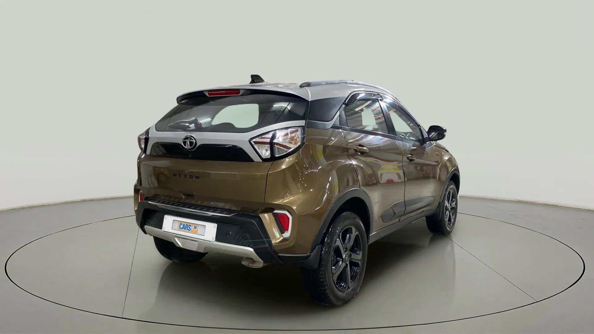 Rear three-quarter view of a Tata Nexon 2017-2023
