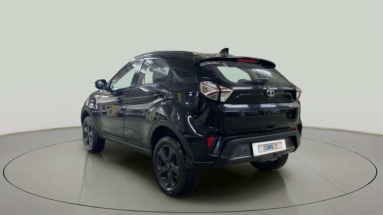 Rear three-quarter of a Tata Nexon 2017-2023