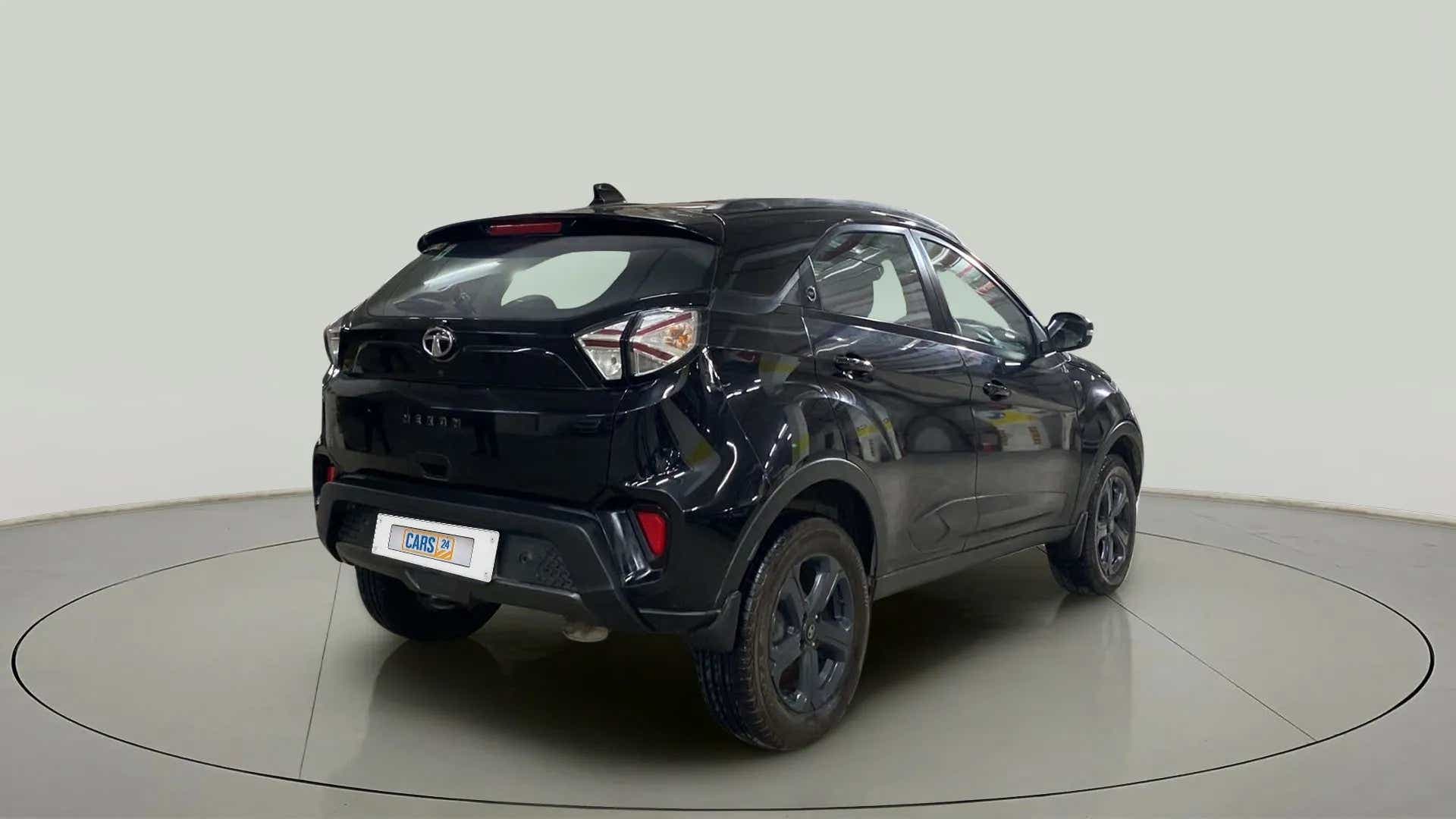 Rear three-quarter view of a Tata Nexon 2017-2023
