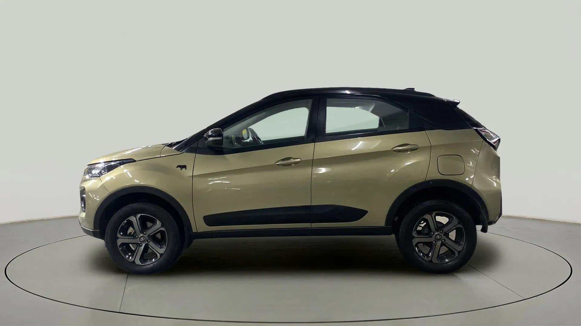 Side view of a Grassland Beige Tata Nexon 2017-2023