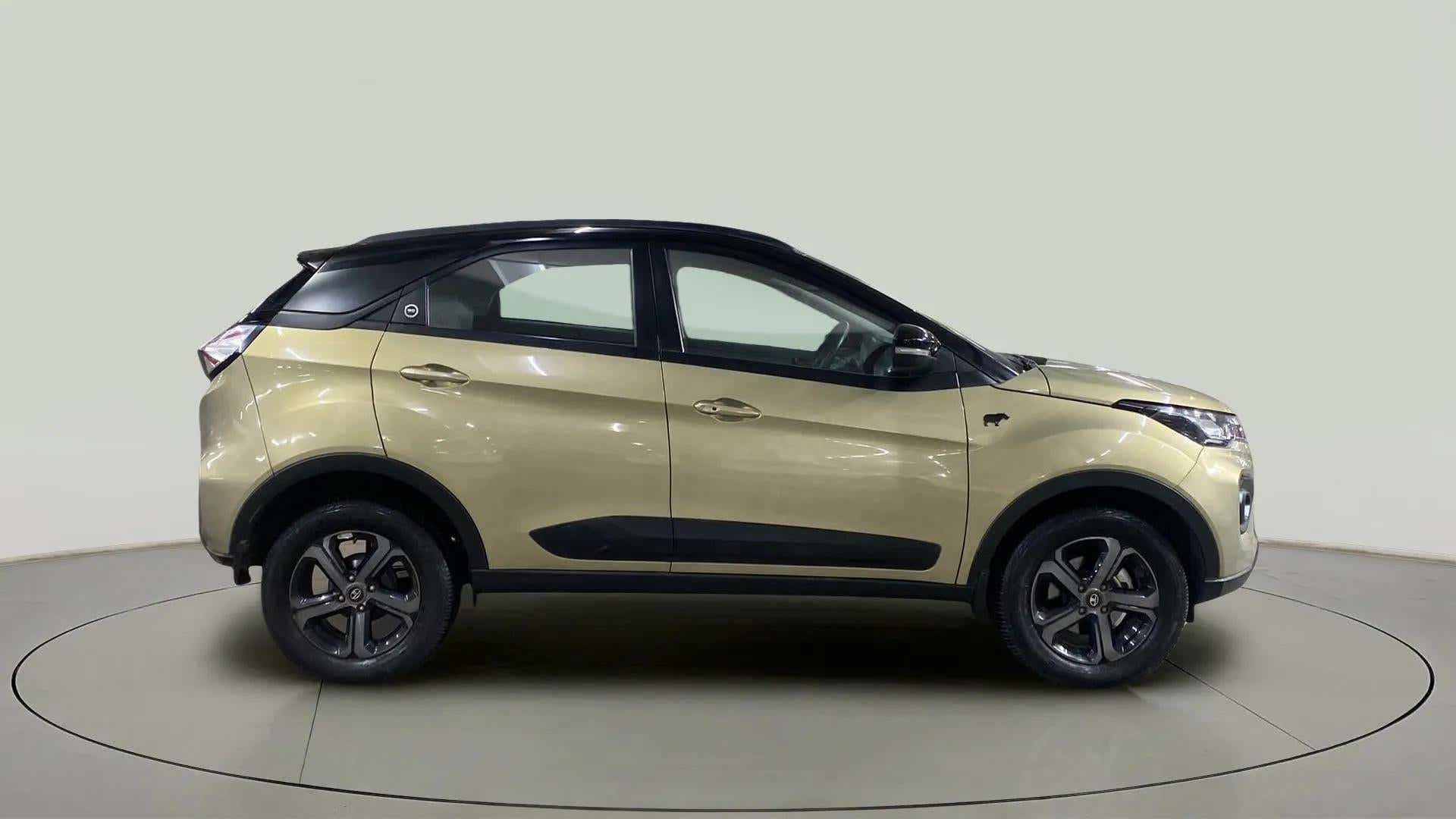 Side view of a Grassland Beige Tata Nexon 2017-2023