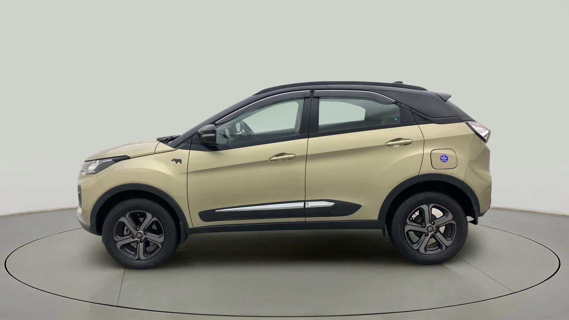 Side view of a Grassland Beige Tata Nexon 2017-2023
