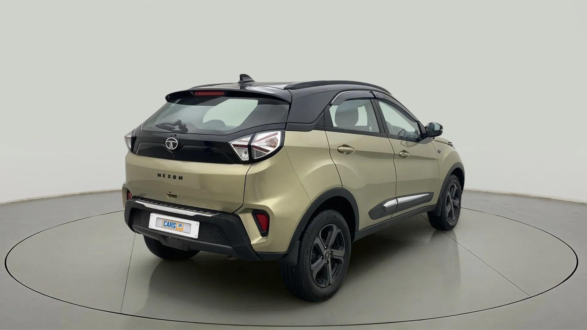 Rear three-quarter of a Tata Nexon 2017-2023