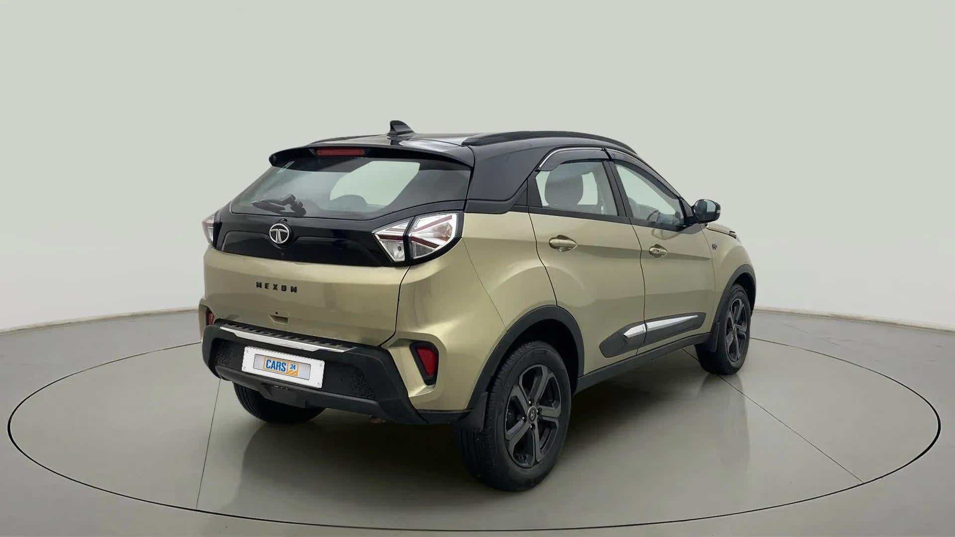 Rear three-quarter of a Tata Nexon 2017-2023