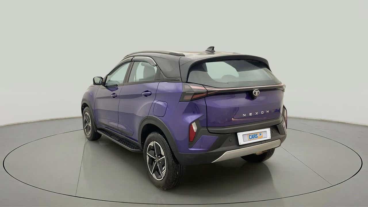 Rear three-quarter of a Tata Nexon 2017-2023