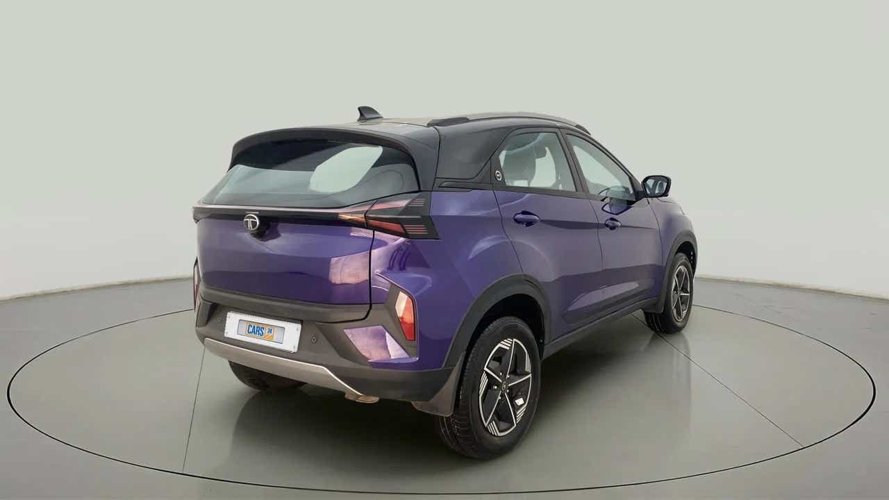 Rear three-quarter view of a Tata Nexon