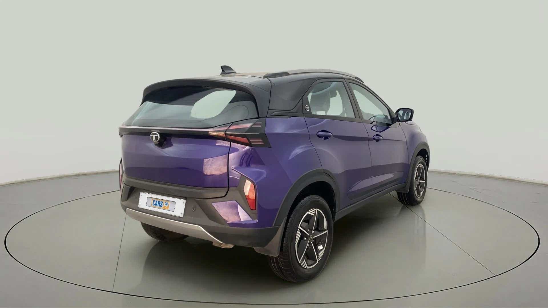 Rear three-quarter view of a Tata Nexon