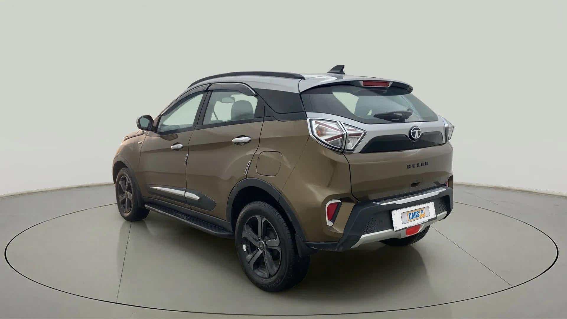 Rear three-quarter of a Tata Nexon 2017-2023