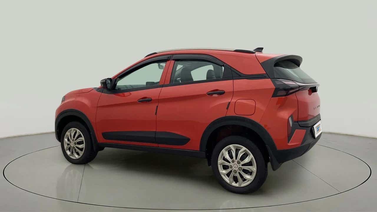 Rear three-quarter of a Tata Nexon