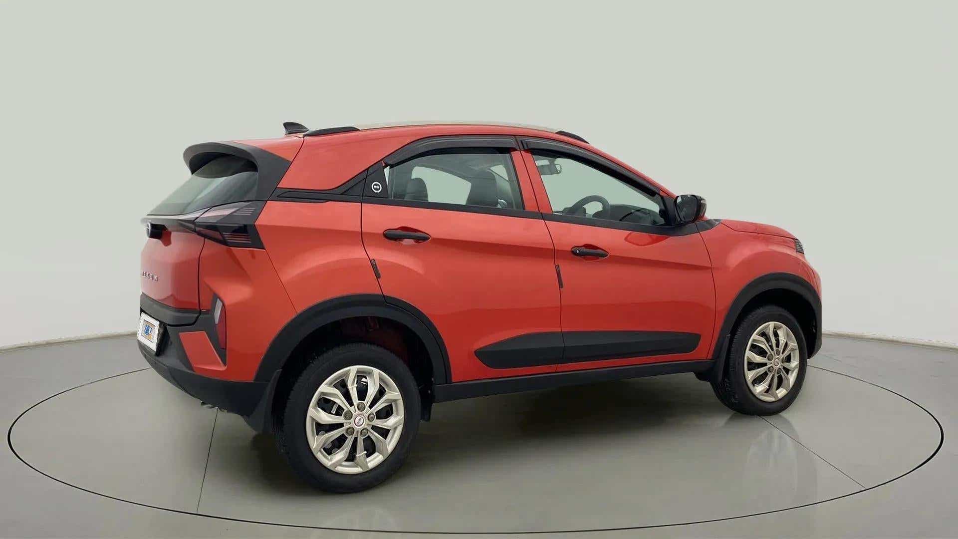 Rear three-quarter view of a Tata Nexon