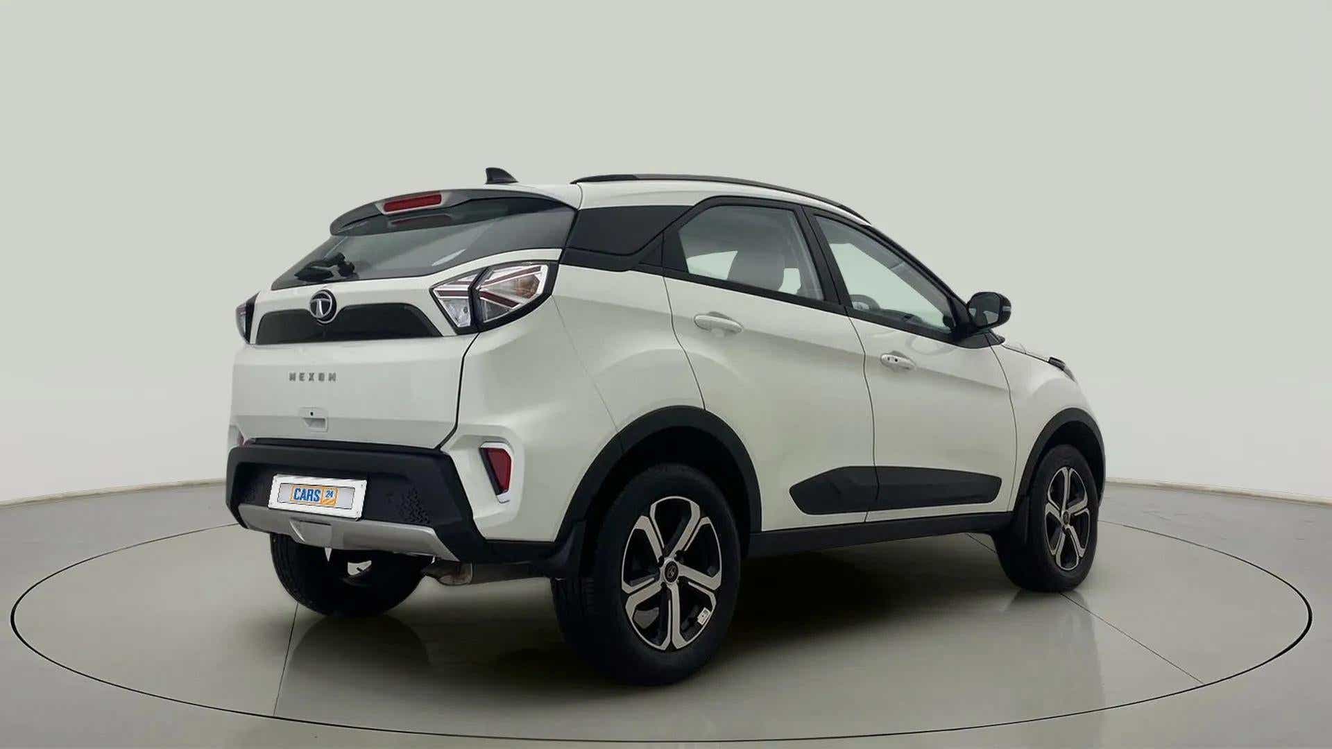 Rear three-quarter view of a Tata Nexon 2017-2023