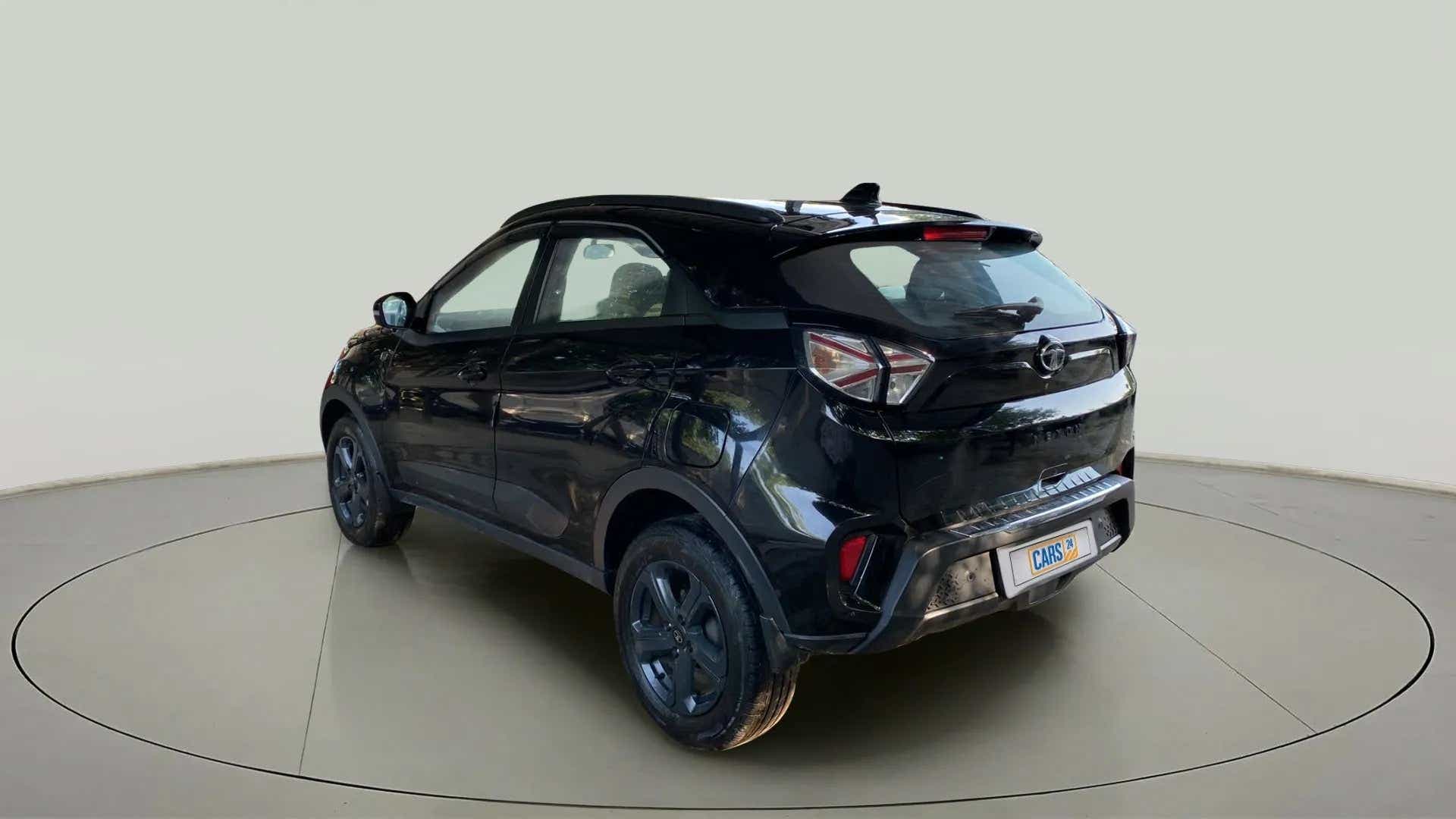 Rear three-quarter of a Tata Nexon 2017-2023