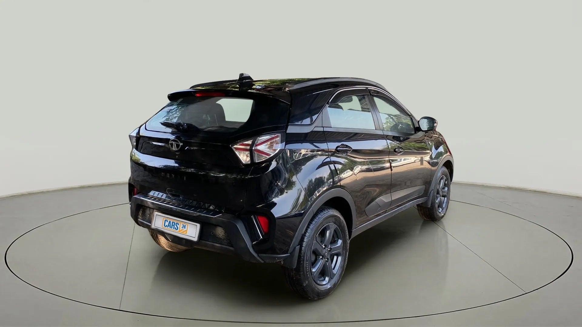 Rear three-quarter view of a Tata Nexon 2017-2023