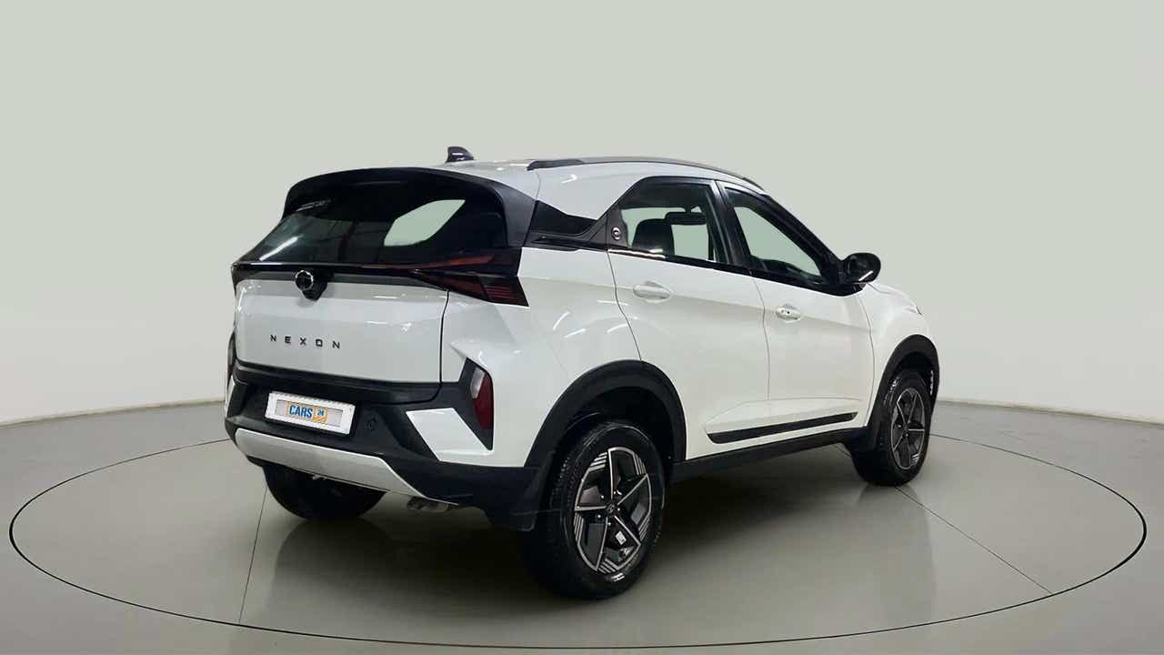 Rear three-quarter view of a Tata Nexon