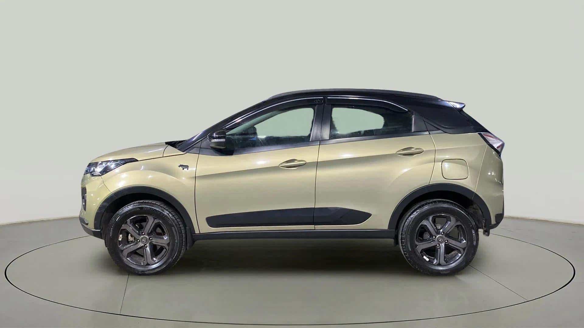 Side view of a Grassland Beige Tata Nexon 2017-2023