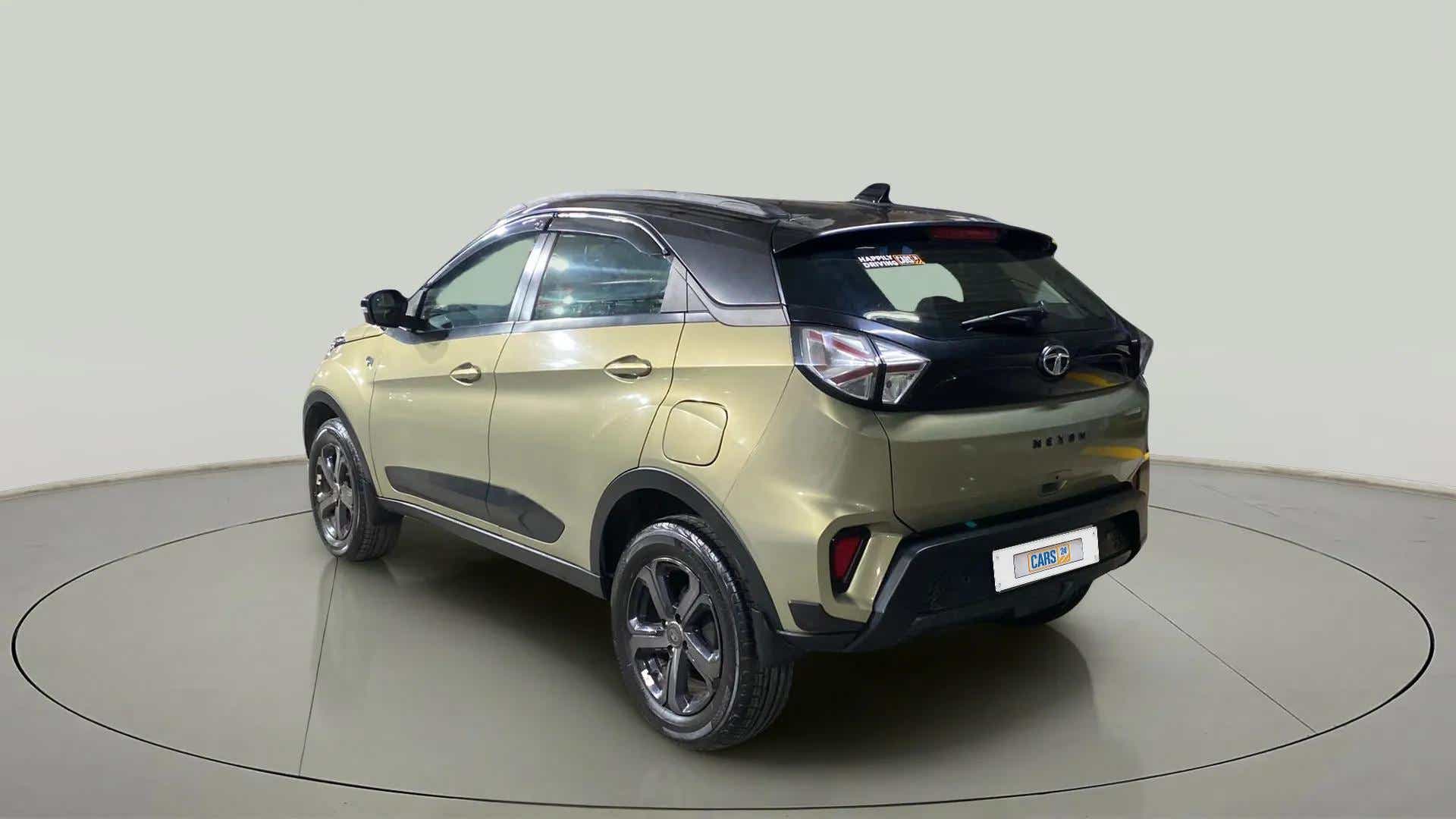 Rear three-quarter of a Tata Nexon 2017-2023