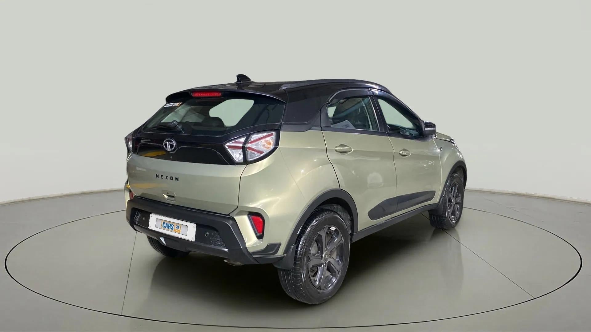 Rear three-quarter view of a Tata Nexon 2017-2023