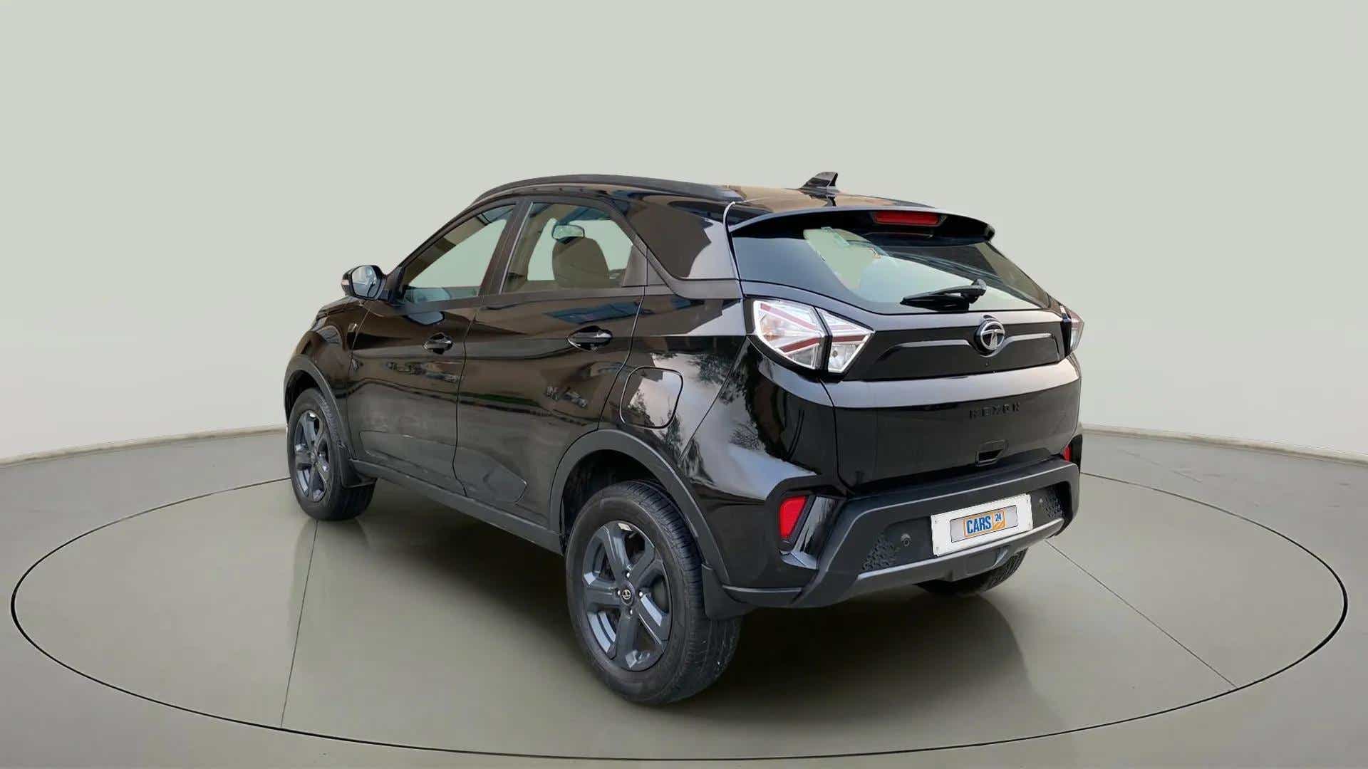 Rear three-quarter view of a Tata Nexon 2017-2023
