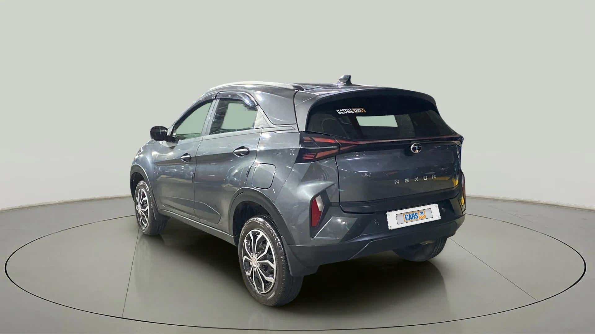 Rear three-quarter view of a Tata Nexon