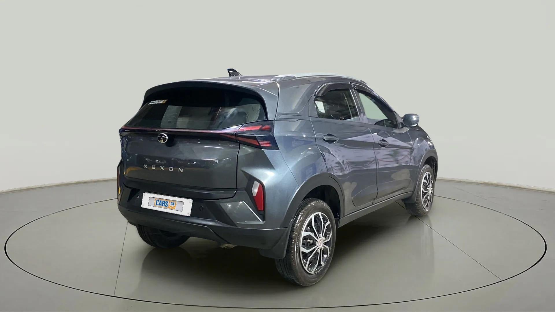 Rear three-quarter view of a Tata Nexon