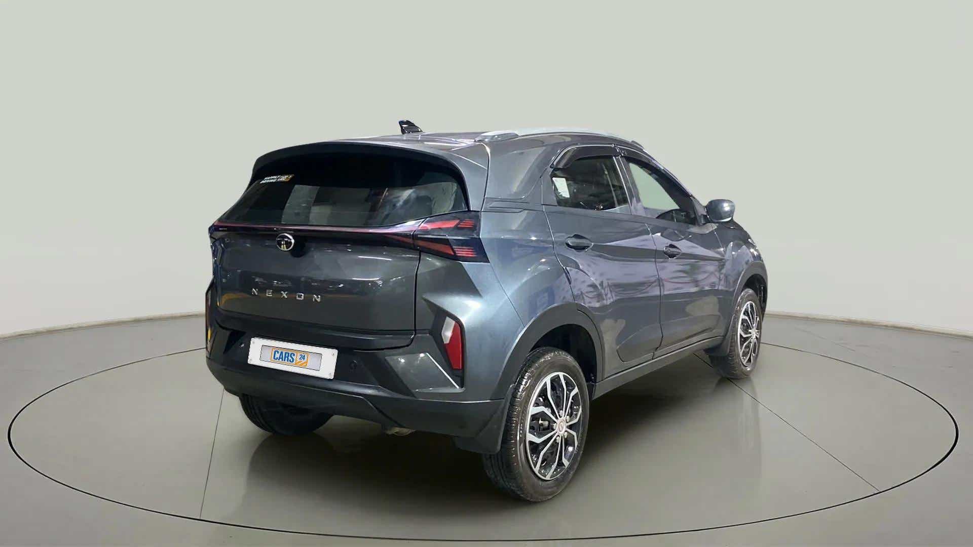 Rear three-quarter view of a Tata Nexon