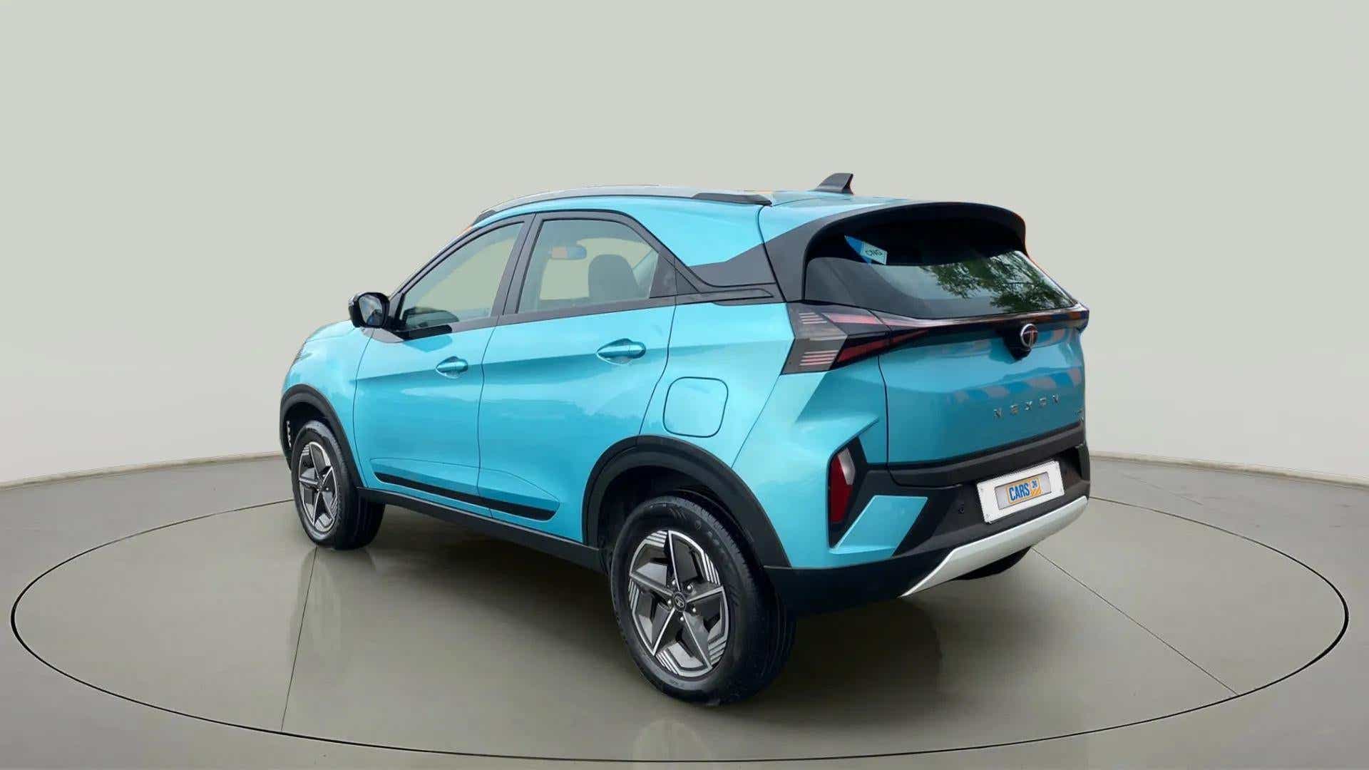 Rear three-quarter view of a Tata Nexon