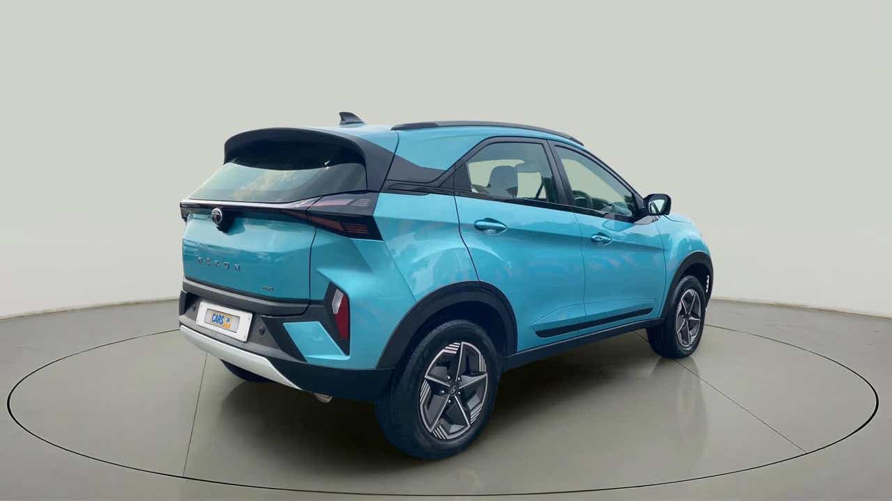 Rear three-quarter view of a Tata Nexon