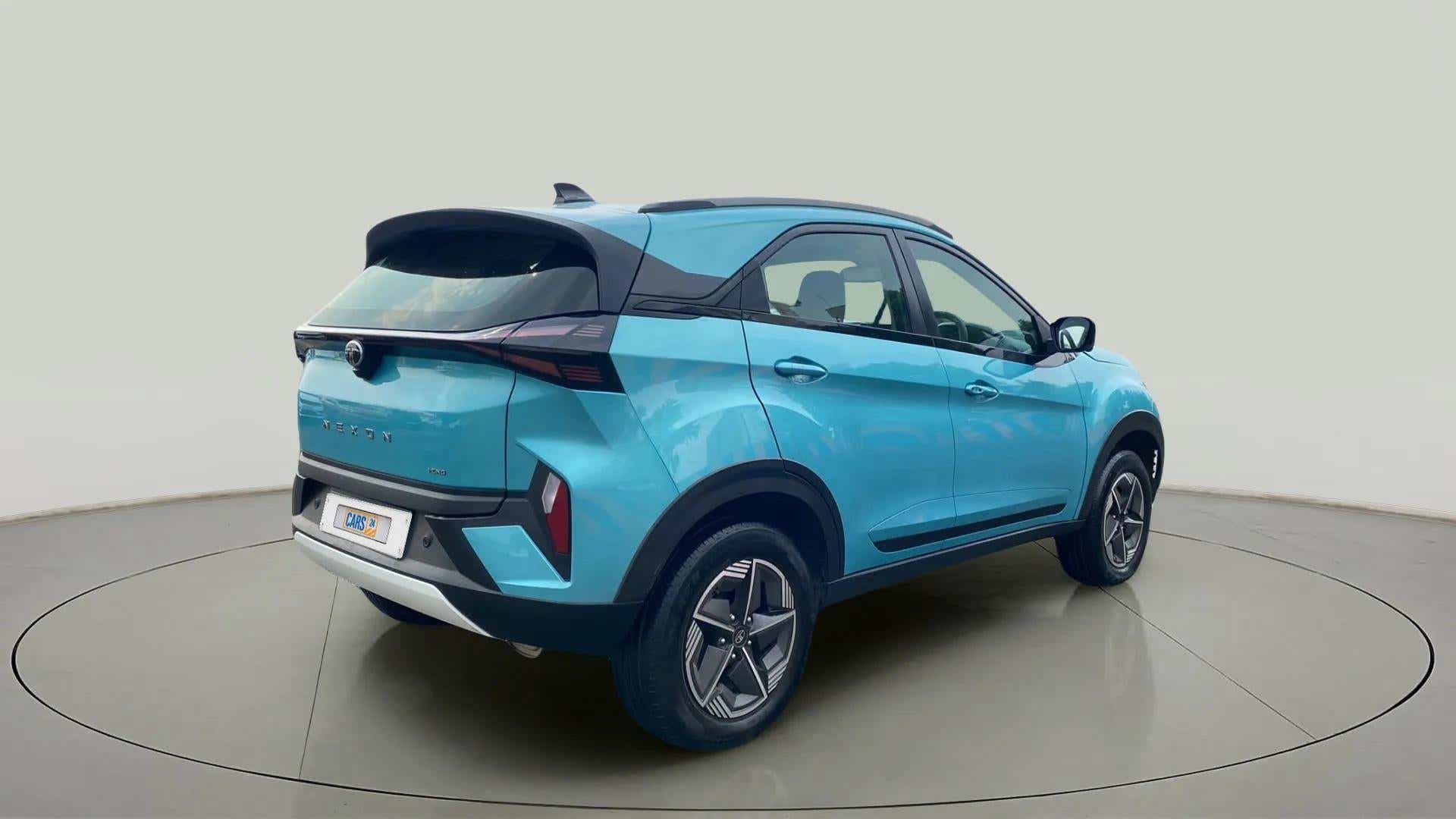 Rear three-quarter view of a Tata Nexon