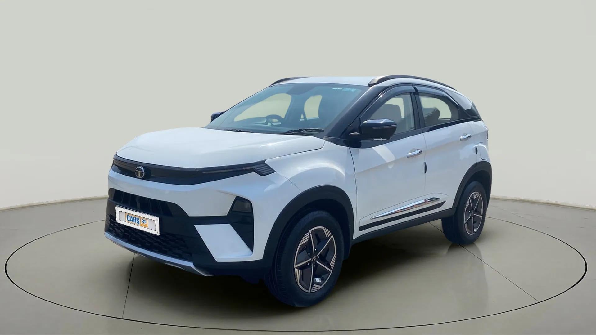 Front three-quarter view of a Tata Nexon