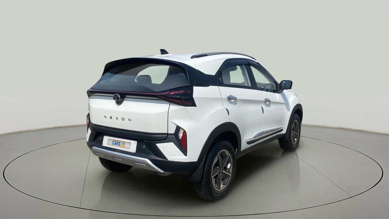 Rear three-quarter view of a Tata Nexon