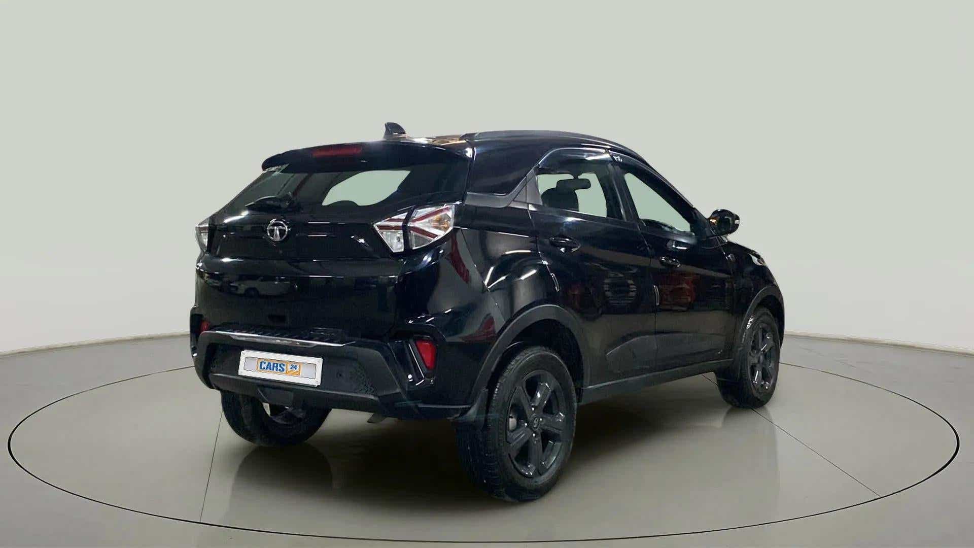 Rear three-quarter view of a Tata Nexon 2017-2023