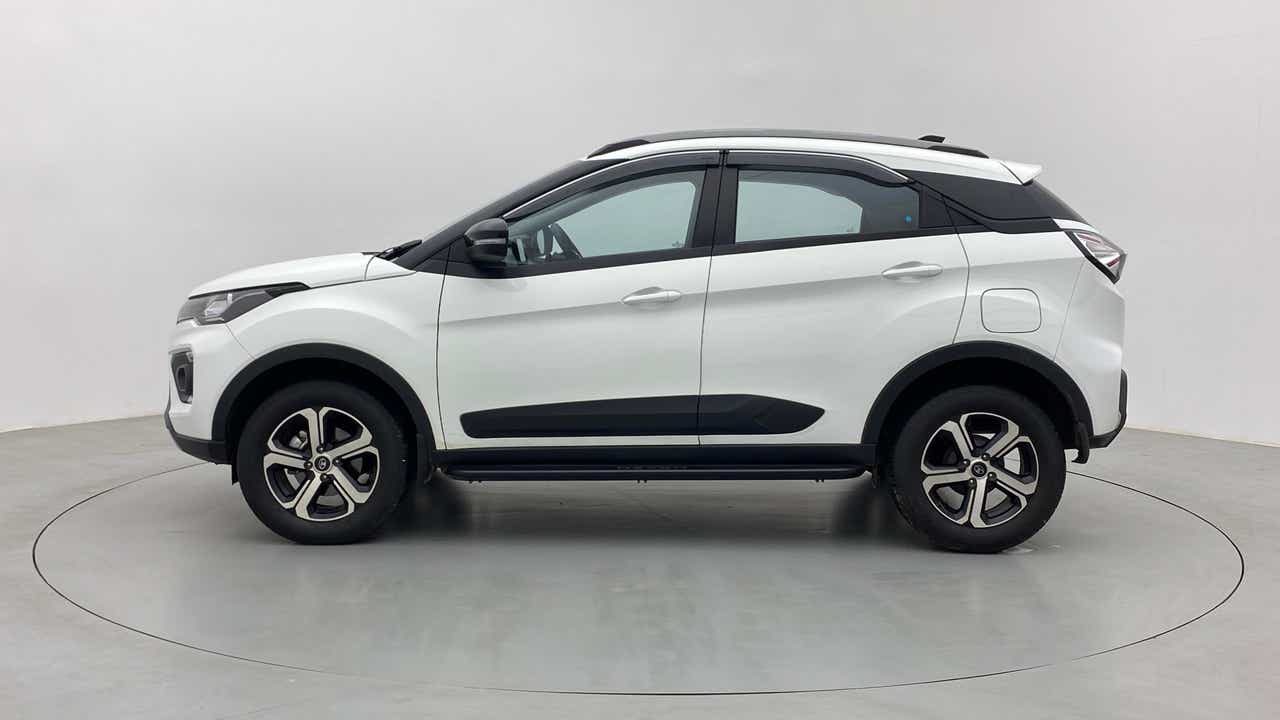Side view of a calgary white Tata Nexon 2017-2023